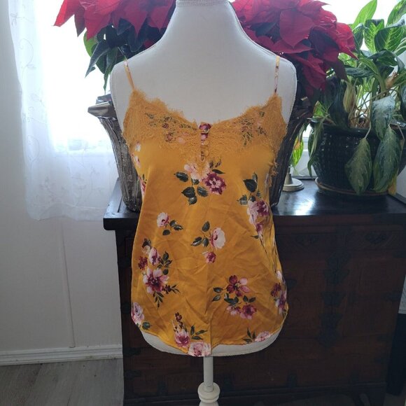 No Boundaries Other - No Boundaries 90s Y2K Gold Babydoll Cami Tank Lace Floral Small